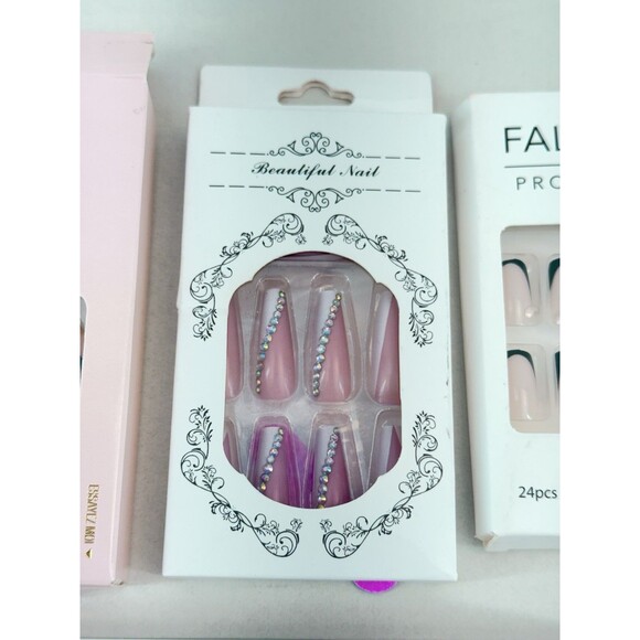 Professional False Nails - Press on Nails, Long, with Glue, color White and Red. - Picture 7 of 12